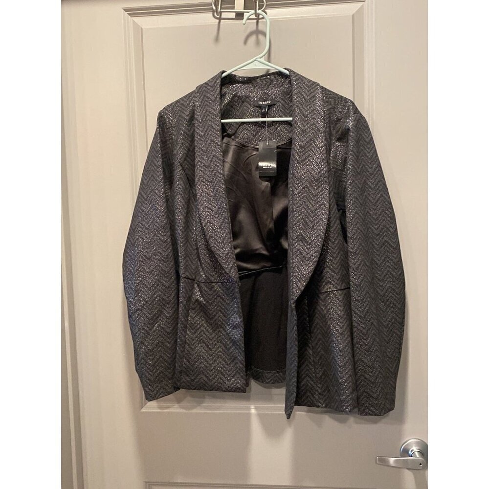 Torrid Uptown Chevron Blazer 2 Peplum Metallic NWT